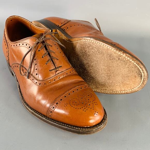 ALDEN Size 10 Tan Perforated Leather Cap Toe Lace-Up Shoes - Picture 5 of 9